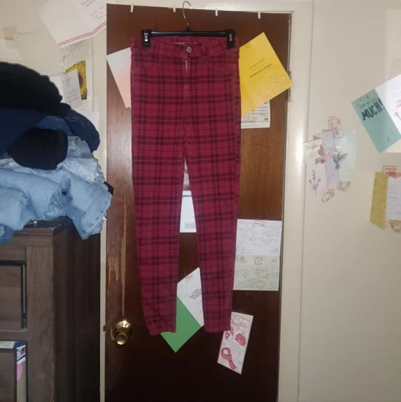 AMERICAN EAGLE High Rise Plaid Jeggings - Size 4 - Picture 3 of 9